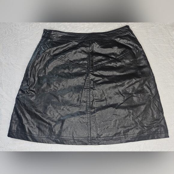 Free people black fake out faux wrap skirt mini skirt size 0 street wear 80s 90s - Picture 4 of 4